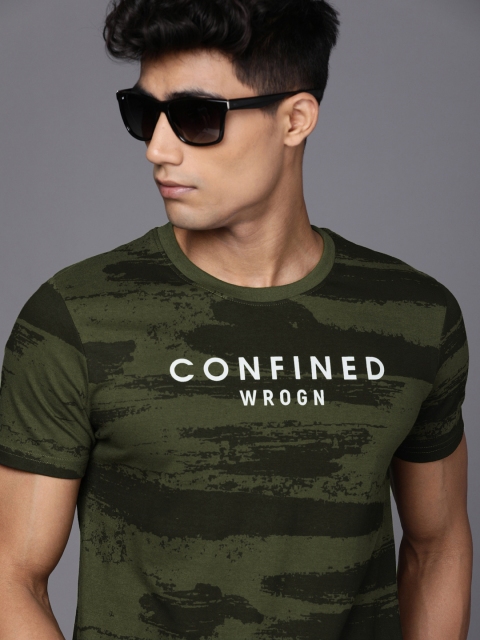 WROGN Men Olive Green Black Camouflage Printed Round Neck Slim Fit Pure Cotton T-shirt
WROGN Men Olive Green Black Camouflage Printed Round Neck Slim Fit Pure Cotton T-shirt