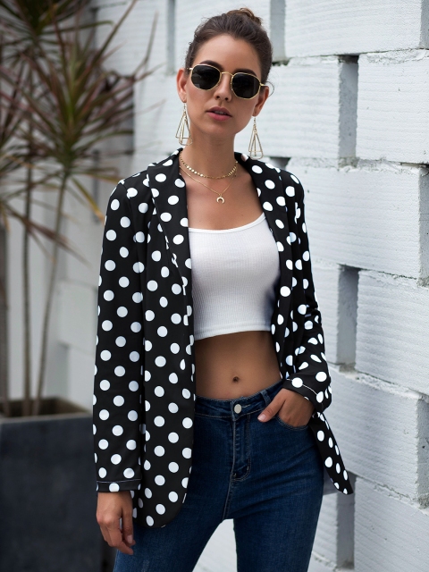 URBANIC Women Black & White Polka Dots Printed Regular Fit Casual Front Open Blazer
URBANIC Women Black & White Polka Dots Printed Regular Fit Casual Front Open Blazer