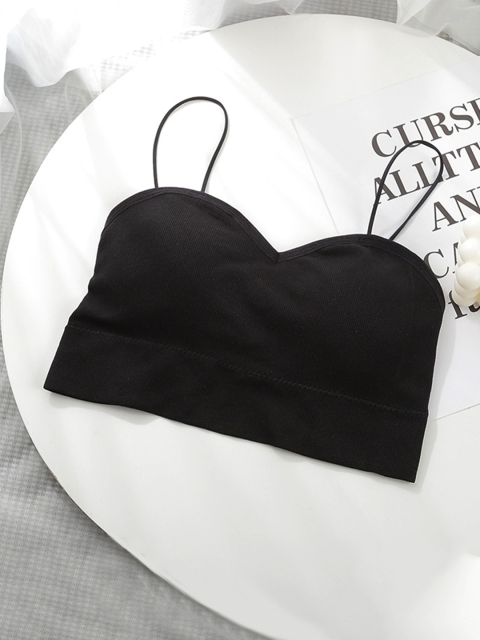 URBANIC Black Solid Styled Back Crop Top