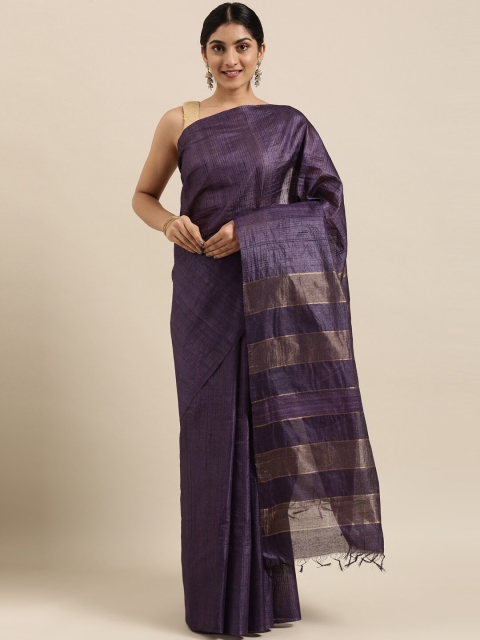 The Chennai Silks Purple & Gold-Toned Zari Saree