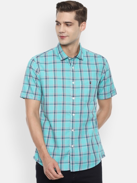 Louis Philippe Jeans Men Turquoise Blue Slim Fit Tartan Checked Pure Cotton Casual Shirt
Louis Philippe Jeans Men Turquoise Blue Slim Fit Tartan Checked Pure Cotton Casual Shirt