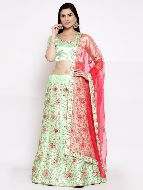Satrani Lime Green & Red Embroidered Beads and Stones Semi-Stitched Lehenga & Blouse With Dupatta
Satrani Lime Green & Red Embroidered Beads and Stones Semi-Stitched Lehenga & Blouse With Dupatta