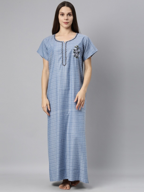 GOLDSTROMS Blue Printed Maxi Nightdress