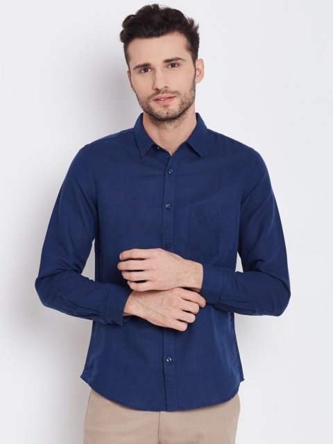 United Colors of Benetton Men Navy Solid Casual Shirt, Navy blue