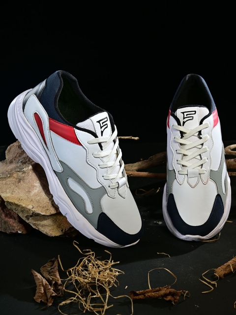 Fentacia Men White Colourblocked Lightweight Sneakers