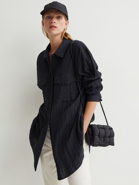 H&M Women Black Opaque Casual Oversized Shirt