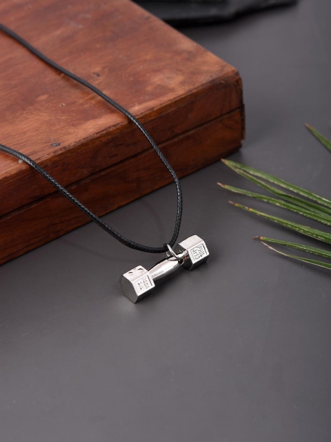 Tistabene Rhodium-Plated Silver-Toned & Black Stylish Dumbbell Sturdy Pendant With Chain
Tistabene Rhodium-Plated Silver-Toned & Black Stylish Dumbbell Sturdy Pendant With Chain