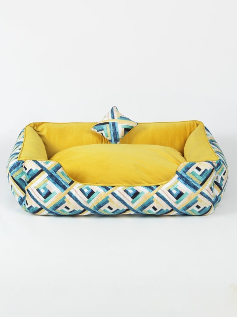 WIGGLE TWIDDLE Yellow & White Printed Pet Bed