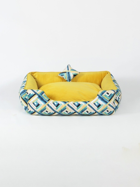 WIGGLE TWIDDLE Yellow & White Printed Pet Bed
