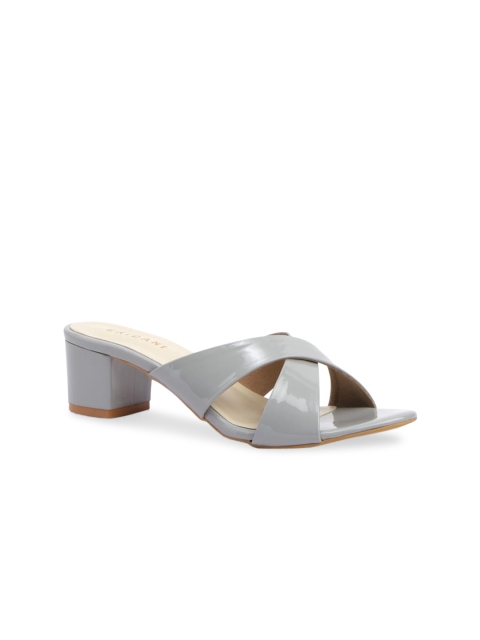 ERIDANI Grey Block Sandals with Buckles