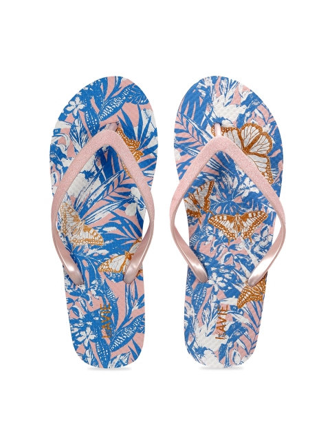 Lavie Women Pink & Blue Printed Room Slippers