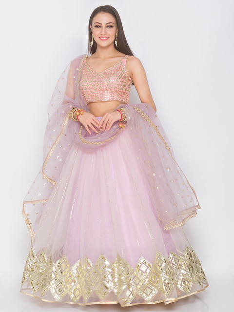 6Y COLLECTIVE Lavender & Gold-Toned Embroidered Semi-Stitched Lehenga & Unstitched Blouse With Dupatta
6Y COLLECTIVE Lavender & Gold-Toned Embroidered Semi-Stitched Lehenga & Unstitched Blouse With Dupatta