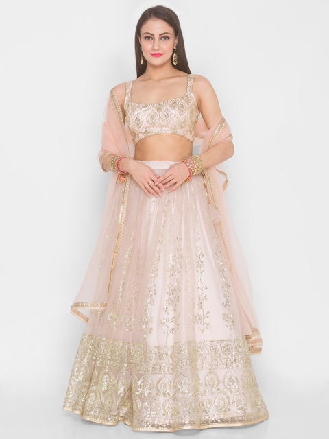 6Y COLLECTIVE Champagne & Gold-Toned Embroidered Sequinned Semi-Stitched Lehenga & Unstitched Blouse With
6Y COLLECTIVE Champagne & Gold-Toned Embroidered Sequinned Semi-Stitched Lehenga & Unstitched Blouse With