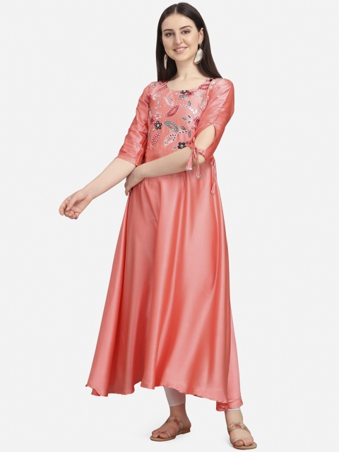 Tikhi Imli Women Coral Embroidered Anarkali Kurta