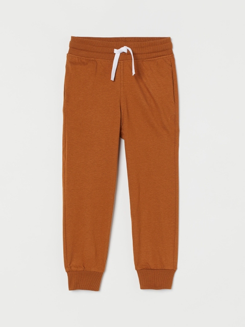 H&M Boys Brown Solid Jersey Joggers