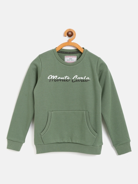 Monte Carlo Girls Olive Green Brand Logo Print Sweatshirt