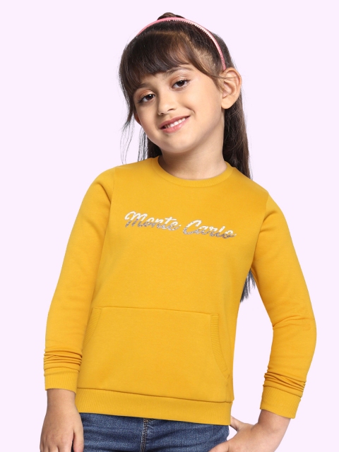 Monte Carlo Girls Mustard Yellow & White Brand Logo Print Sweatshirt
