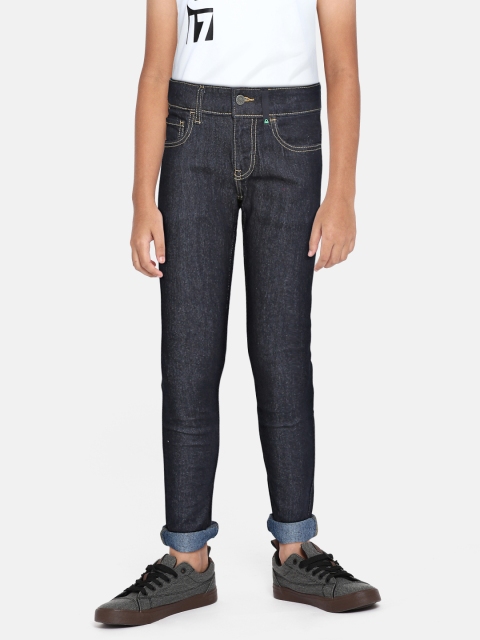 United Colors of Benetton Boys Navy Blue Solid Slim Fit Stretchable Jeans