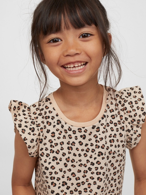 H&M Girls Beige Printed 3 Pack Jersey Dresses