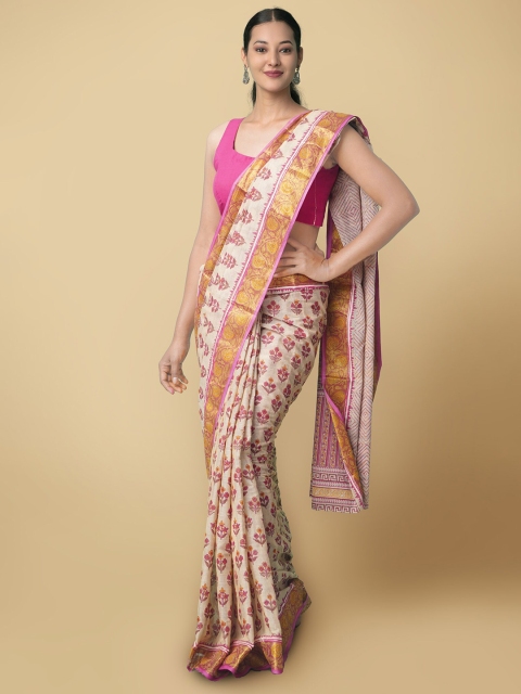 Unnati Silks Women Beige & Pink Block Printed Kerala Jute Cotton Sustainable Saree
Unnati Silks Women Beige & Pink Block Printed Kerala Jute Cotton Sustainable Saree