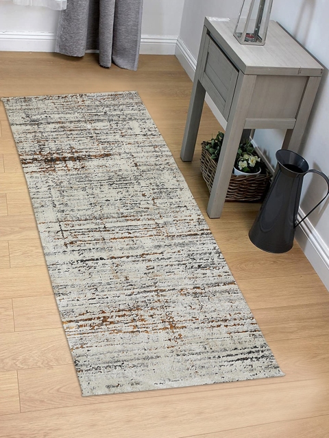 OBSESSIONS Grey Printed Feyruz Floor Runner