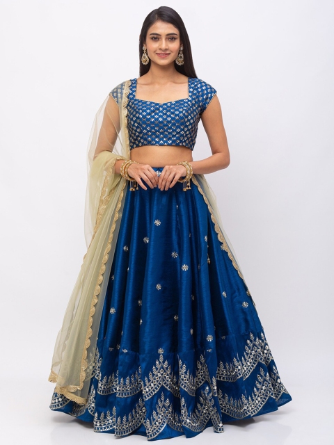 6Y COLLECTIVE Blue & Gold-Toned Semi-stitched Lehenga-unstitched blouse & Stitched dupatta
6Y COLLECTIVE Blue & Gold-Toned Semi-stitched Lehenga-unstitched blouse & Stitched dupatta