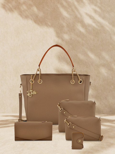 LaFille Women Beige Set of 5 Handbags
LaFille Women Beige Set of 5 Handbags