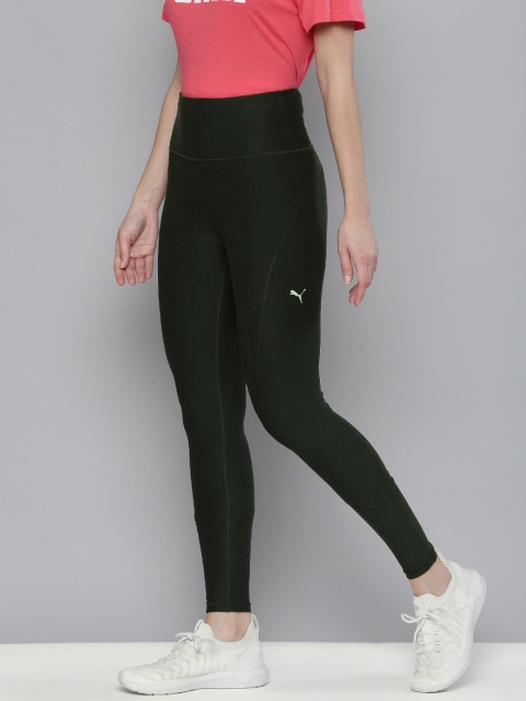 Puma Women Green Solid dryCELL Studio Yogini Luxe High Waist 7/8 Running Tights
