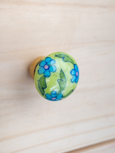 Neerja Green & Turquoise Blue Floral Jaipur Blue Pottery Handmade Cabinet Knob - Small
Neerja Green & Turquoise Blue Floral Jaipur Blue Pottery Handmade Cabinet Knob - Small