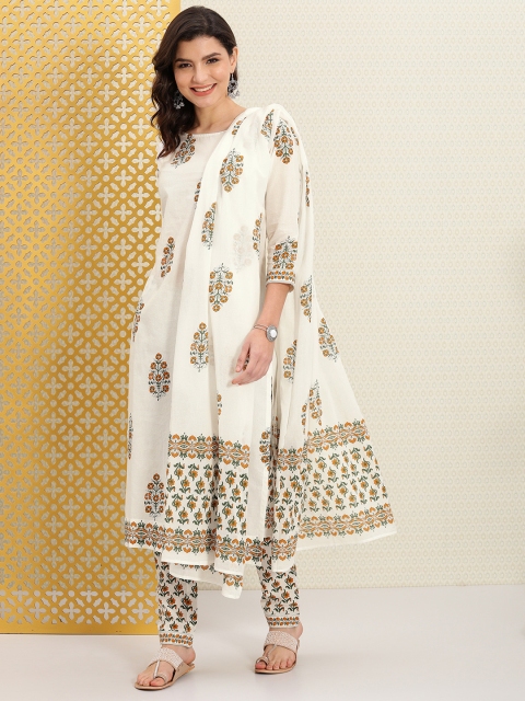 House of Pataudi Women White & Orange Printed Cotton Rozana Kurta with Trousers & Dupatta
House of Pataudi Women White & Orange Printed Cotton Rozana Kurta with Trousers & Dupatta