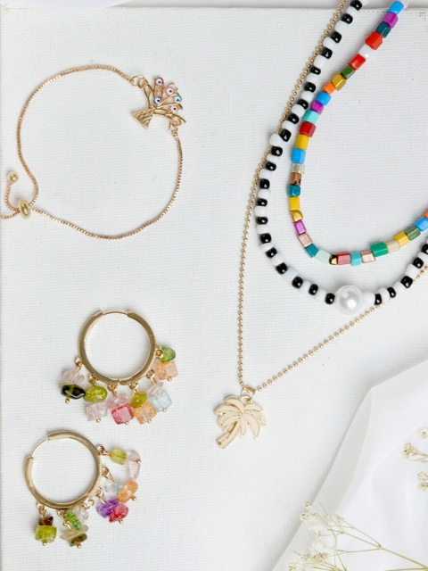 JOKER & WITCH Gold-Plated Multicoloured Stone-Studded & Beaded Color Pop Jewellery Set
JOKER & WITCH Gold-Plated Multicoloured Stone-Studded & Beaded Color Pop Jewellery Set
