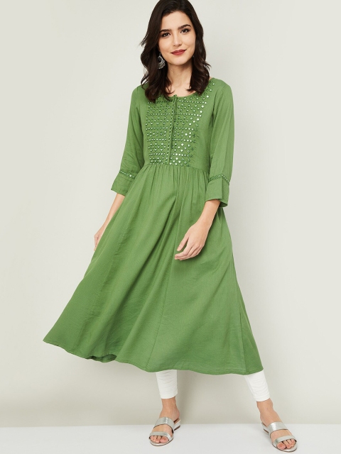 Melange by Lifestyle Women Green Ethnic Motifs Yoke Design Mirror Work Anarkali Kurta
Melange by Lifestyle Women Green Ethnic Motifs Yoke Design Mirror Work Anarkali Kurta