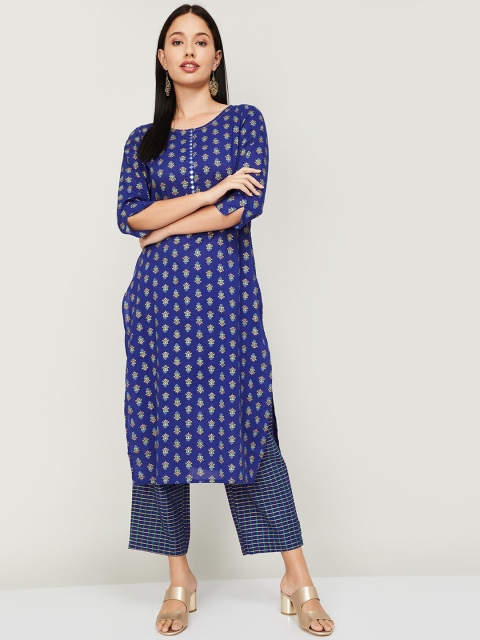 Melange by Lifestyle Women Navy Blue Ethnic Motifs Printed Regular Pure Cotton Kurti with Trousers
Melange by Lifestyle Women Navy Blue Ethnic Motifs Printed Regular Pure Cotton Kurti with Trousers
