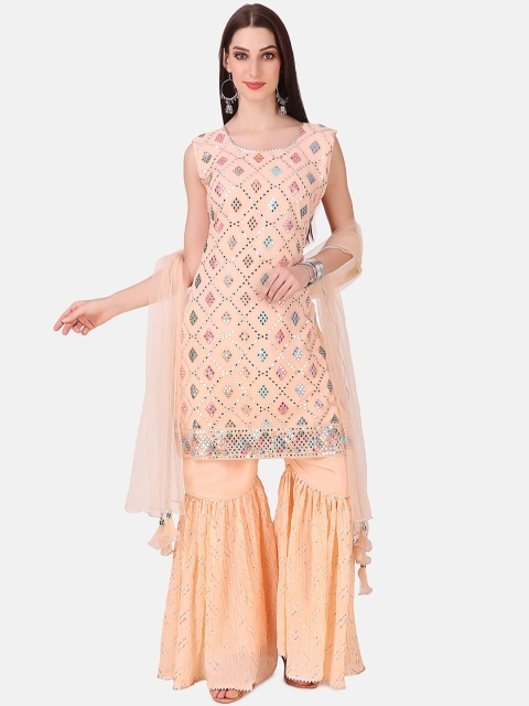 Grancy Women Peach-Coloured Floral Embroidered Regular Kurti with Sharara & With Dupatta
Grancy Women Peach-Coloured Floral Embroidered Regular Kurti with Sharara & With Dupatta