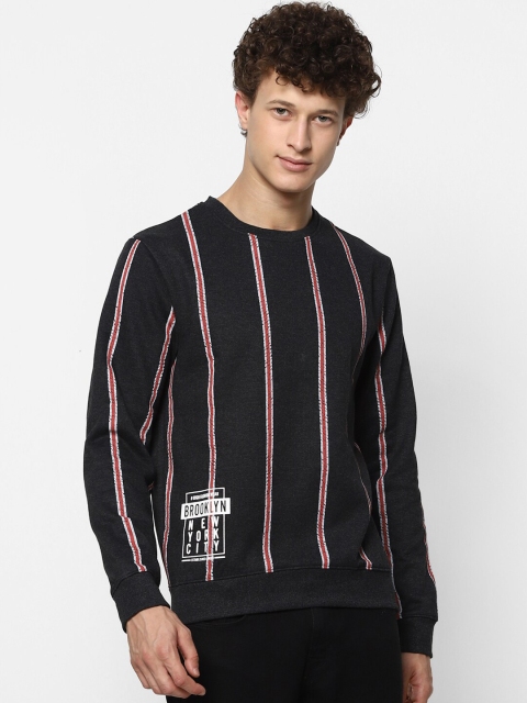 MARCA Disati Men Black Striped Sweatshirt