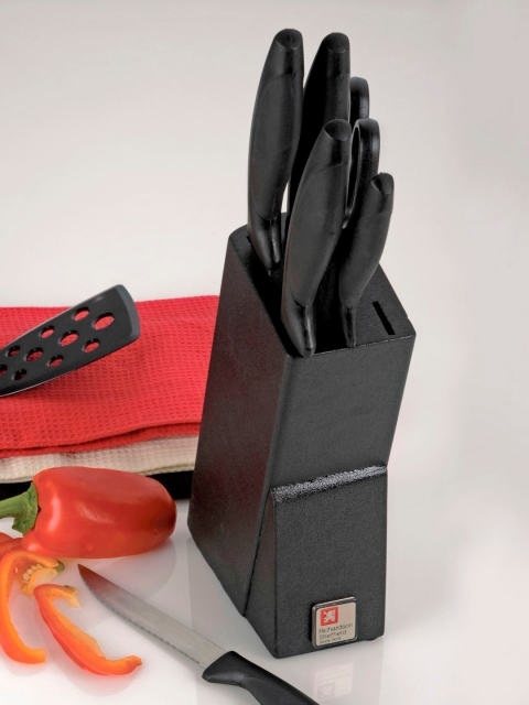 Richardson Sheffield Set Of 6 Black & Silver-Toned Solid Laser Cuisine Stainless Steel Knife Block Set
Richardson Sheffield Set Of 6 Black & Silver-Toned Solid Laser Cuisine Stainless Steel Knife Block Set