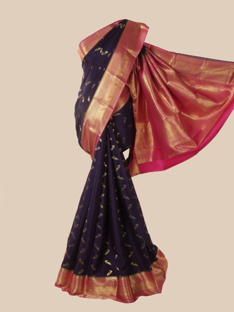 Pothys Purple & Pink Woven Design Pure Silk Mysore Silk Saree