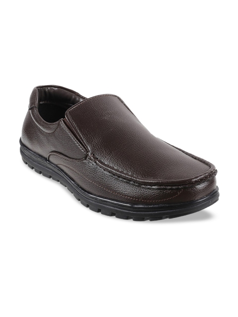WALKWAY Men Brown Textured Loafers