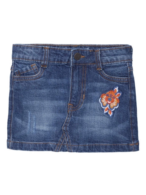 UNDER FOURTEEN ONLY Girls Navy Blue & Orange Embroidered Pure Cotton Straight Mini Skirt
UNDER FOURTEEN ONLY Girls Navy Blue & Orange Embroidered Pure Cotton Straight Mini Skirt
