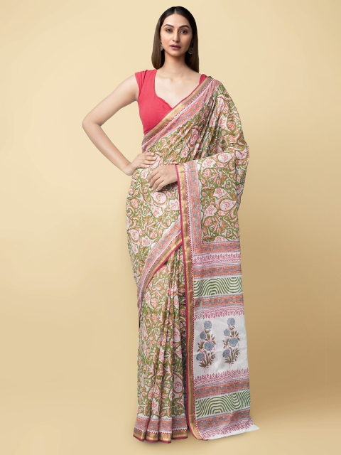 Unnati Silks Women Cream-Coloured & Green Pure Block Printed Mulmul Cotton Sustainable Saree
Unnati Silks Women Cream-Coloured & Green Pure Block Printed Mulmul Cotton Sustainable Saree