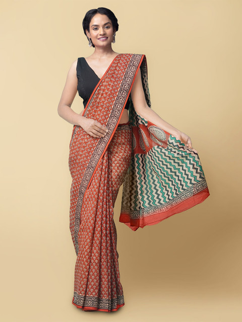 Unnati Silks Women Red & Black Pure Preet Bagru Kota Cotton Sustainable Saree
Unnati Silks Women Red & Black Pure Preet Bagru Kota Cotton Sustainable Saree