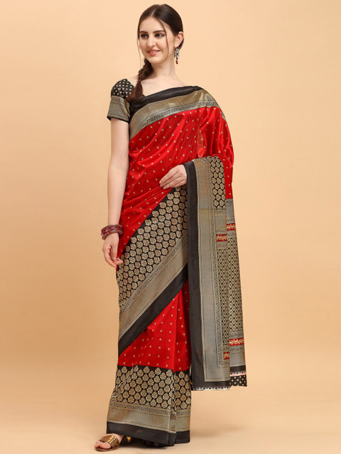KALINI Red & Black Woven Design Ethnic Motifs Art Silk Saree 
KALINI Red & Black Woven Design Ethnic Motifs Art Silk Saree