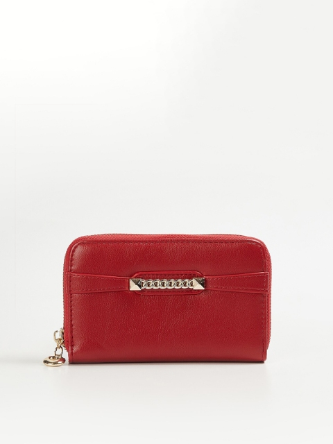 Ginger by Lifestyle Women Red Embellished Zip Around Wallet