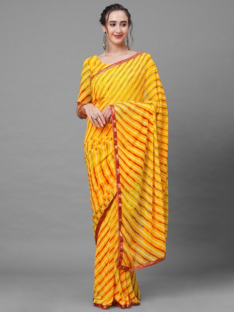 Mitera Yellow & Red Leheriya Saree