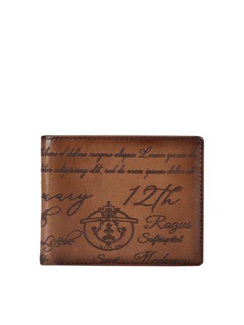 Da Milano Men Brown Textured Leather Two Fold Wallet