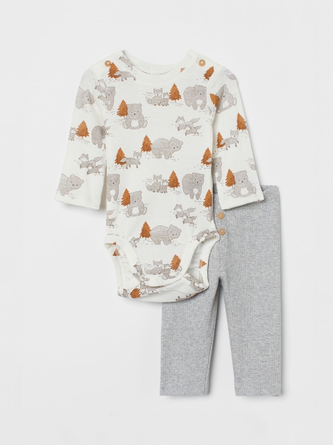 H&M Girls Grey 2 Piece Cotton Set