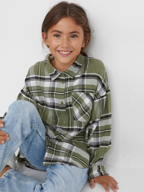 H&M Girl Green Oversized Viscose-Blend Shirt