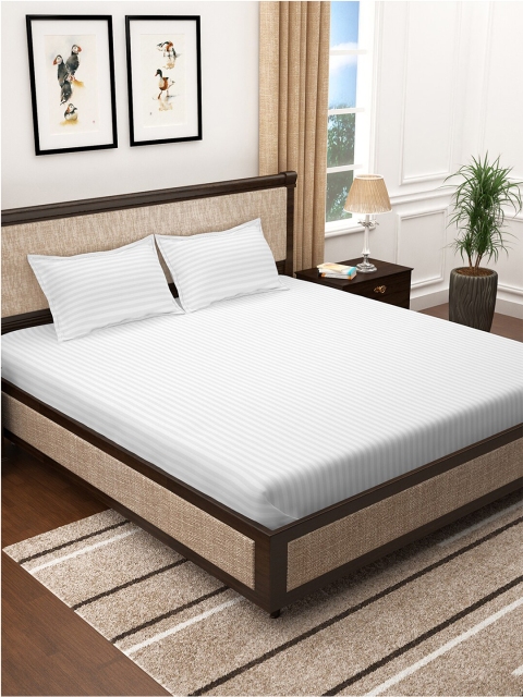Story@home White Striped 400 TC Pure Cotton Sateen King Bedsheet with 2 Pillow Covers
Story@home White Striped 400 TC Pure Cotton Sateen King Bedsheet with 2 Pillow Covers