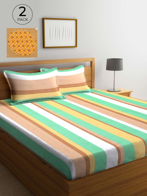KLOTTHE Green & Mustard Yellow Geometric 210 TC 2 King Bedsheet with 4 Pillow Covers
KLOTTHE Green & Mustard Yellow Geometric 210 TC 2 King Bedsheet with 4 Pillow Covers