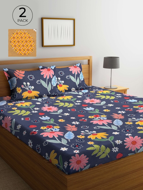KLOTTHE Navy Blue & Mustard Yellow Printed 210 TC 2 King Bedsheet with 4 Pillow Covers
KLOTTHE Navy Blue & Mustard Yellow Printed 210 TC 2 King Bedsheet with 4 Pillow Covers